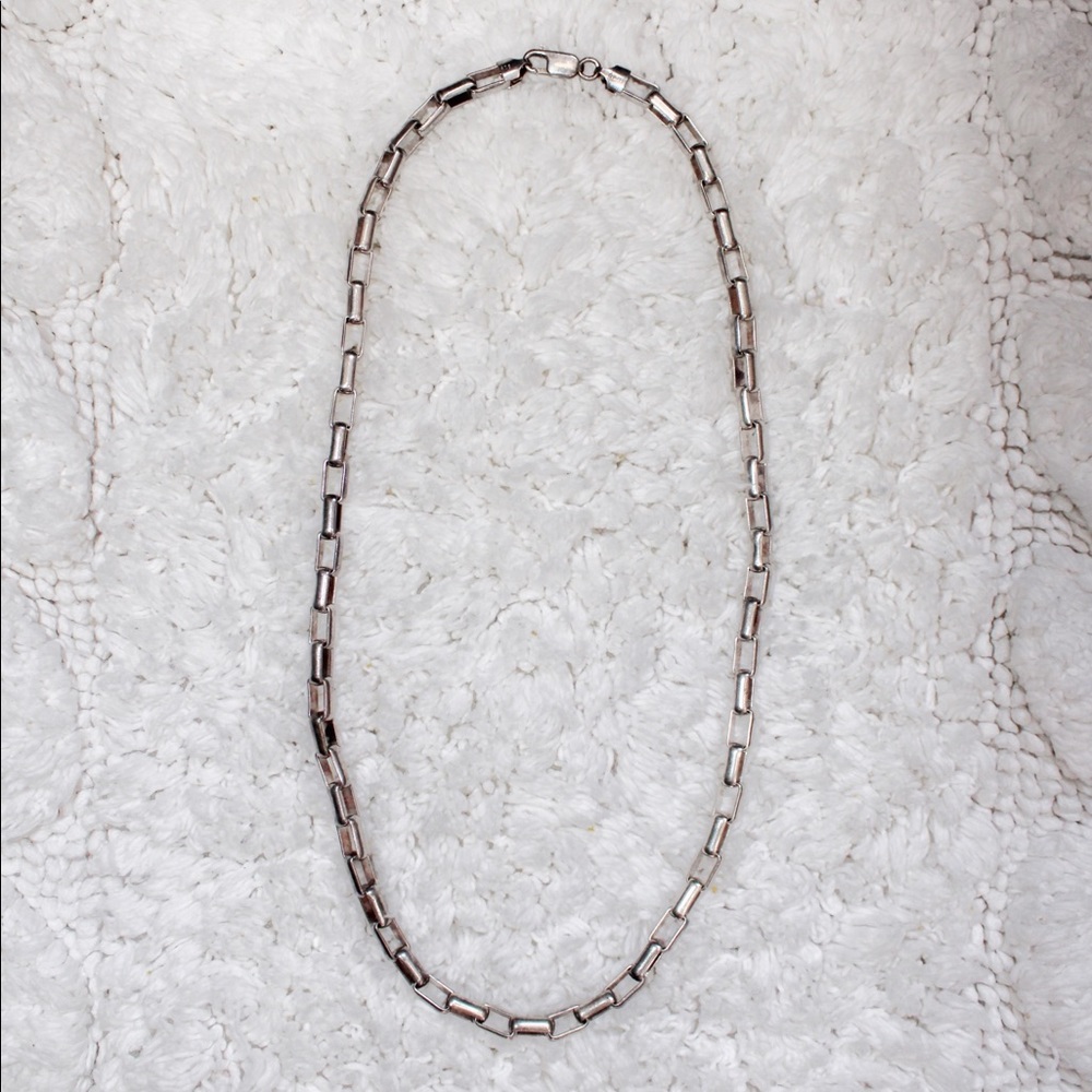 Solid Sterling Silver Rectangular Cable Chain 20" - image 1